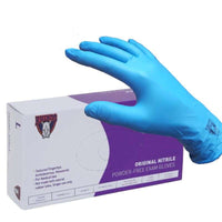 Rhino Health RH-HLB45L Powder-Free 4.5gm Nitrile Gloves, Textured, 3ml, Blue, Large, 100/box
